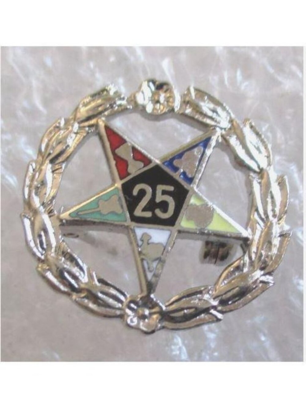 NOS Vtg Order of the Eastern Star 25 Year Member Pin  Silver Tone Masonic